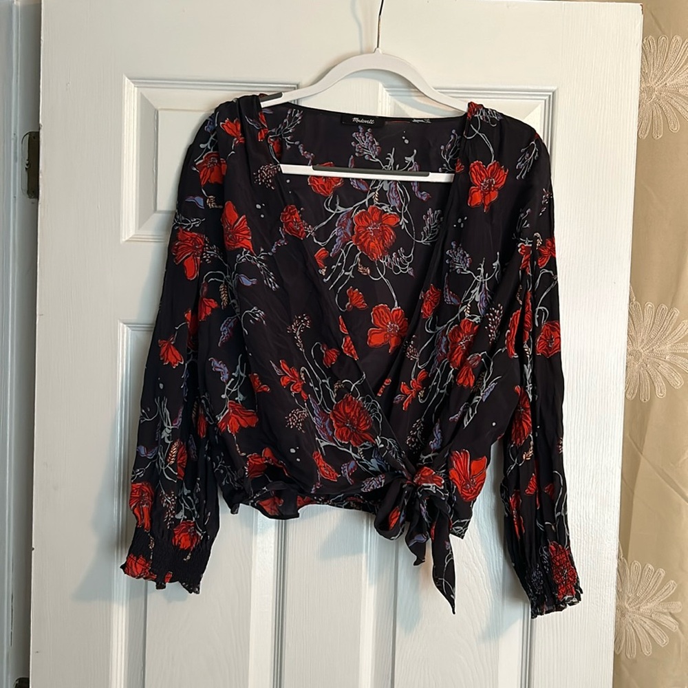 Madewell Silk Wrap Top - XL